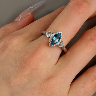 Sky Whisper | Blue Topaz Marquise Ring Adjustable - MiraVana Jewelry