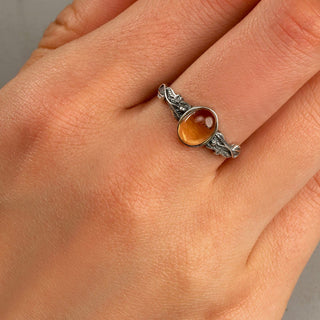 Solar Bloom | Citrine Oval Ring Adjustable - MiraVana Jewelry