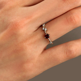 Fire Within | Garnet Petite Silver Ring Adjustable - MiraVana Jewelry