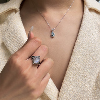 Lunar Veil | Gray Moonstone Ring Vintage Adjustable - MiraVana Jewelry