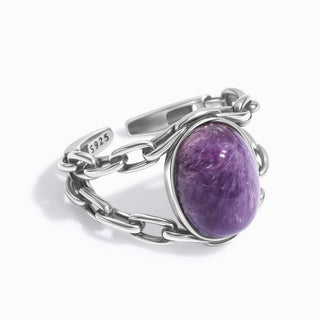 Mystic Bloom | Purple Charoite Vintage Ring Adjustable - MiraVana Jewelry