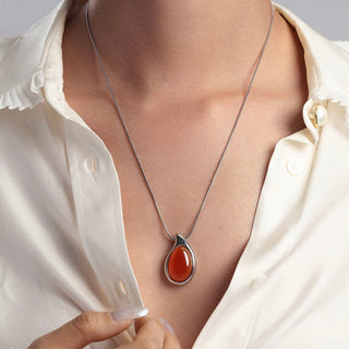Radiant Ember | Red Agate Pendant Necklace - MiraVana Jewelry