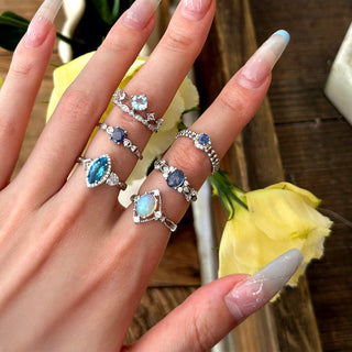 Sky Whisper | Blue Topaz Marquise Ring Adjustable - MiraVana Jewelry