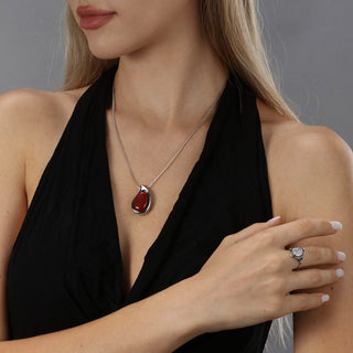 Radiant Ember | Red Agate Pendant Necklace - Radiant Ember | Red Agate Pendant Necklace - MiraVana Jewelry