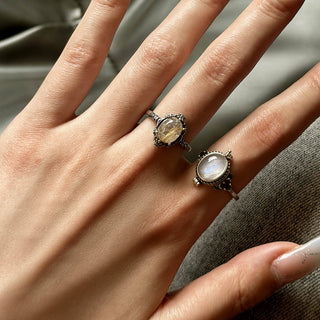 Amber Moon | Moonstone & Golden Rutilated Quartz Set - MiraVana Jewelry